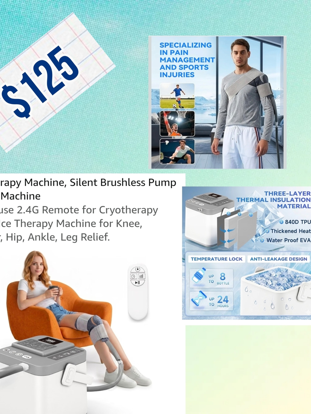 Cryotherapy Compression Machine with Remote Control - Gray